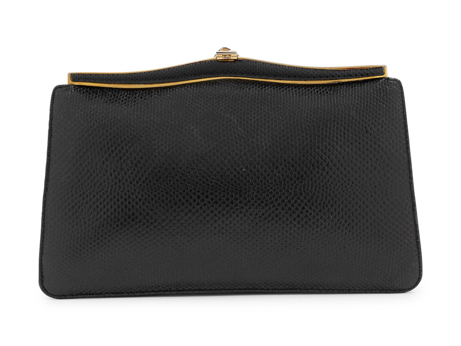 A Judith Leiber Black Leather Clutch