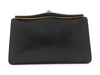 A Judith Leiber Black Leather Clutch
