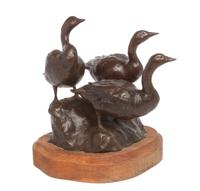 An American Bronze Animalier Group Height 10 inches. — TOM SANDER (b. 1938)