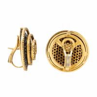 Colored Diamond and Yellow Gold Earrings