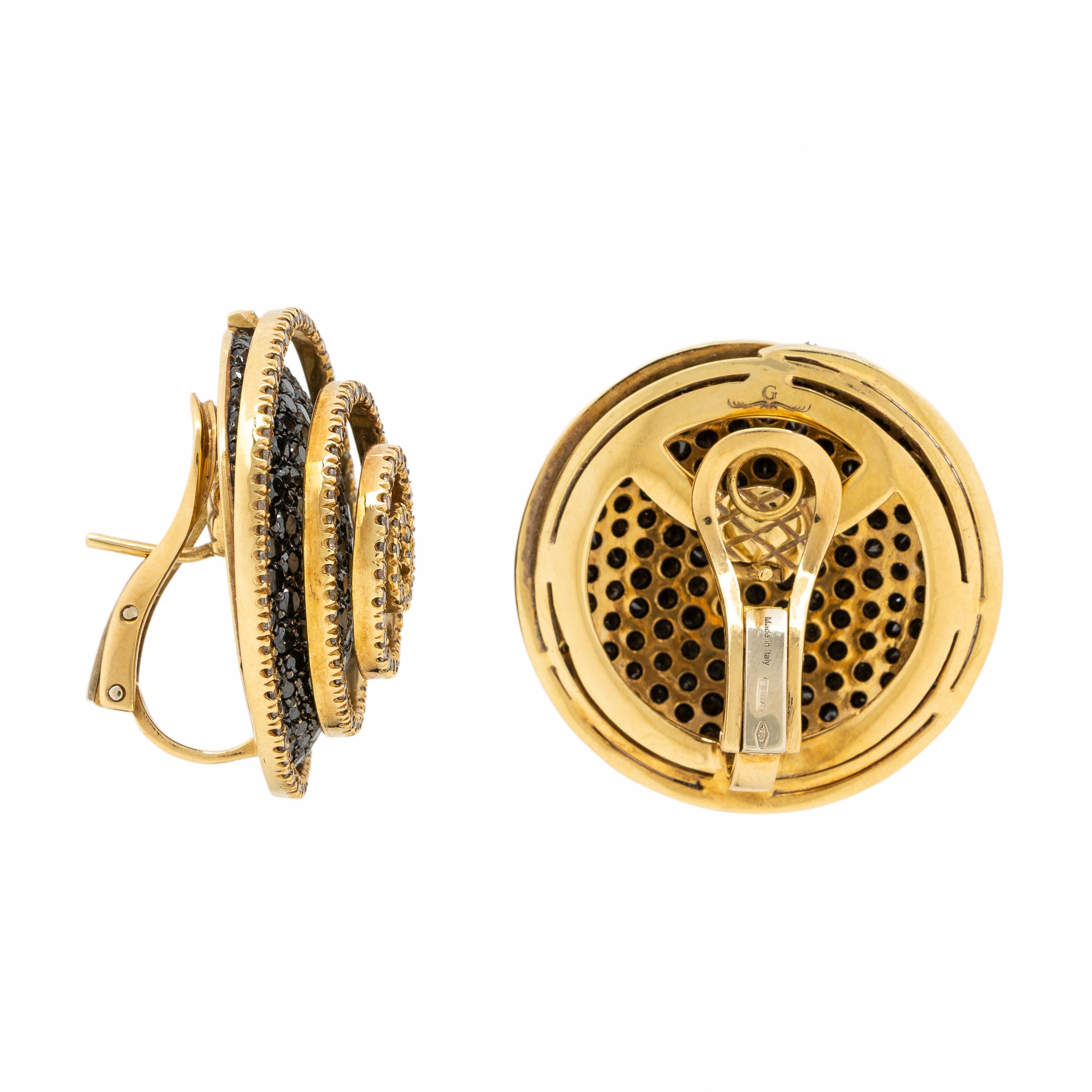 Colored Diamond and Yellow Gold Earrings