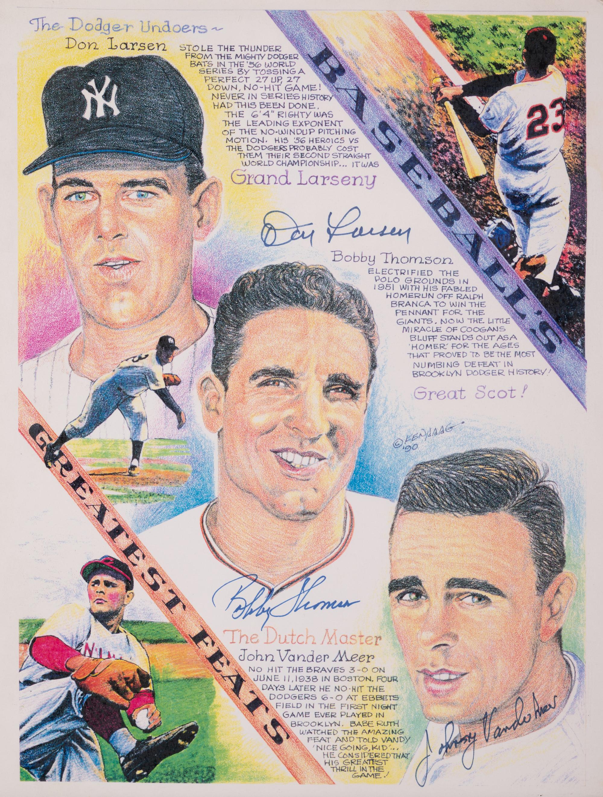 A Baseball's Greatest Feats Signed Autograph Print and Pete Rose / Steve Garvey Dual Signed 4,192 Large Format Photograph