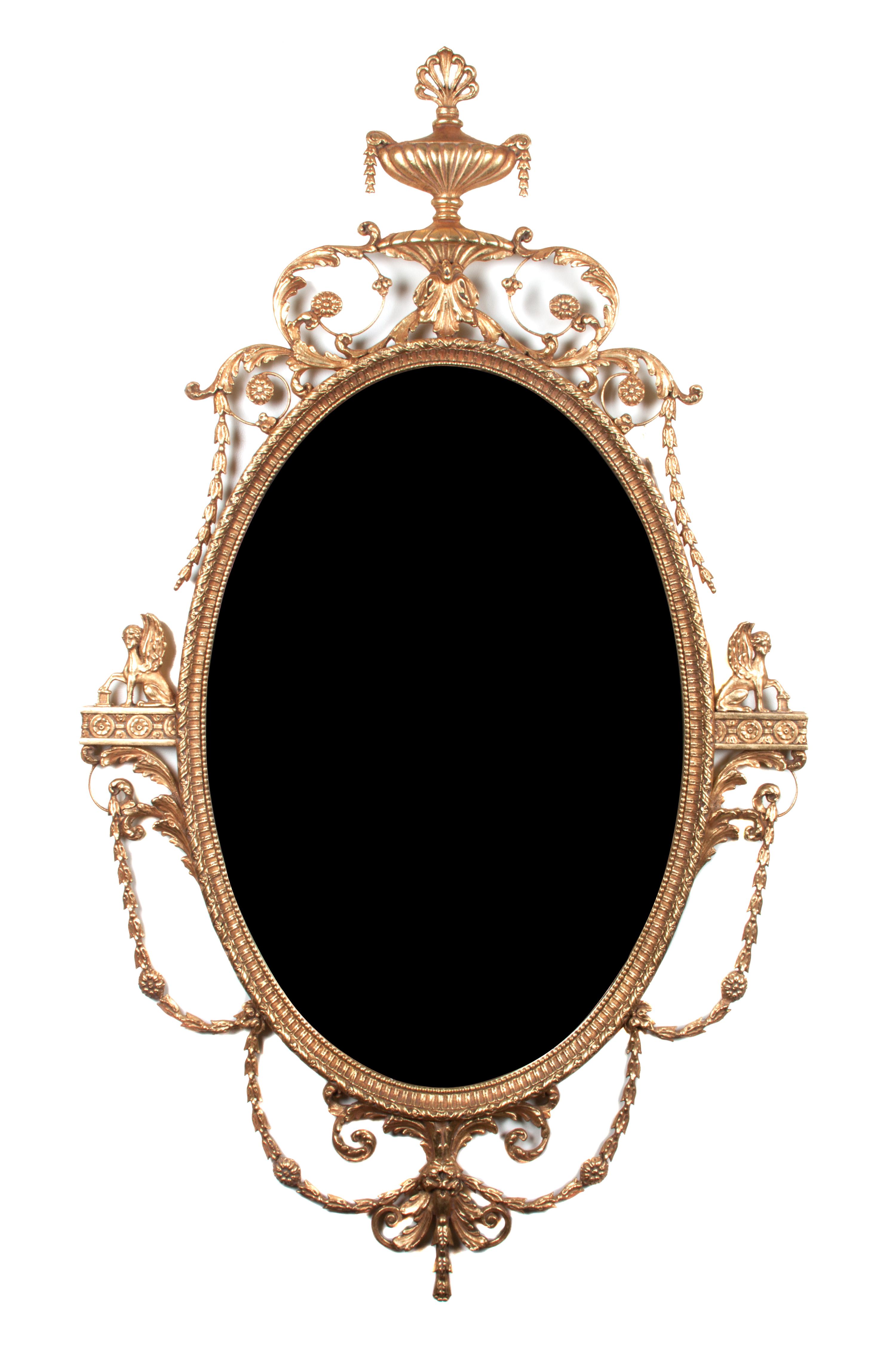 A Pair of Italian Gilt Gesso Oval Mantel Mirrors 63 x 36 inches. — SECOND HALF 20TH CENTURY