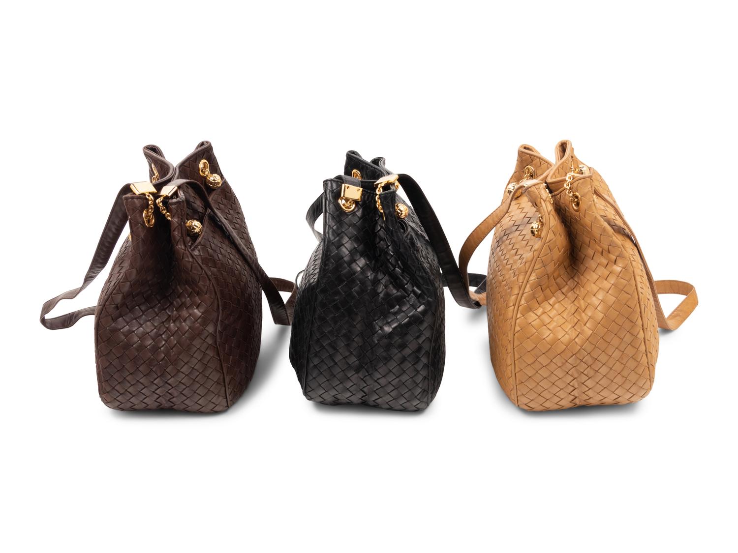 Three Bottega Veneta Leather Intrecciato Bucket Bags