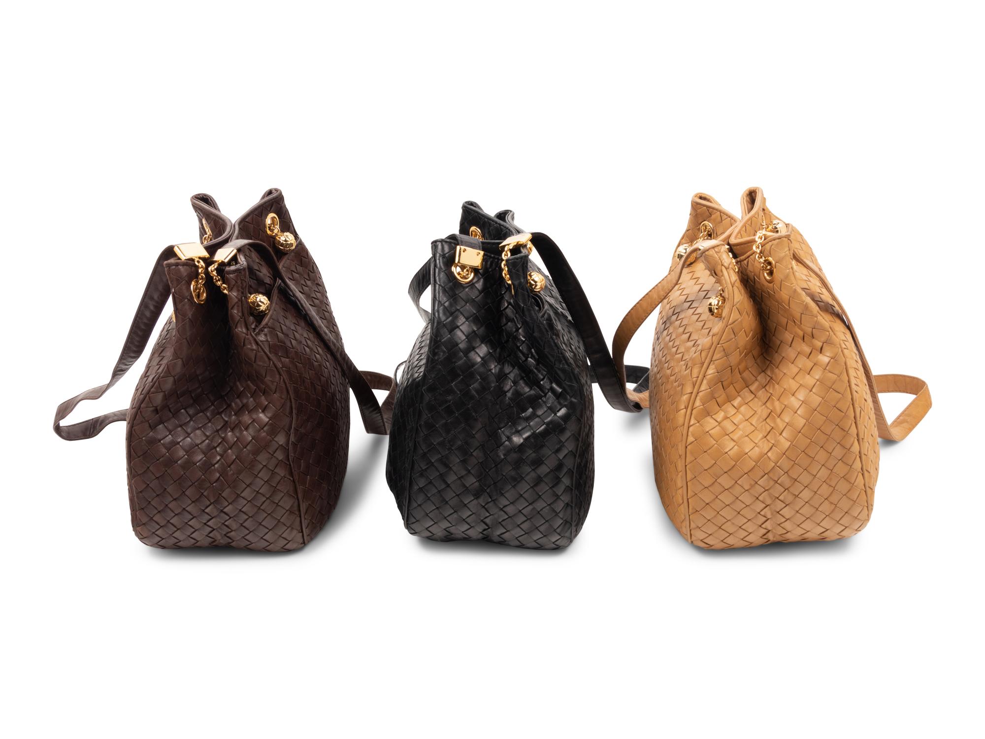Three Bottega Veneta Leather Intrecciato Bucket Bags