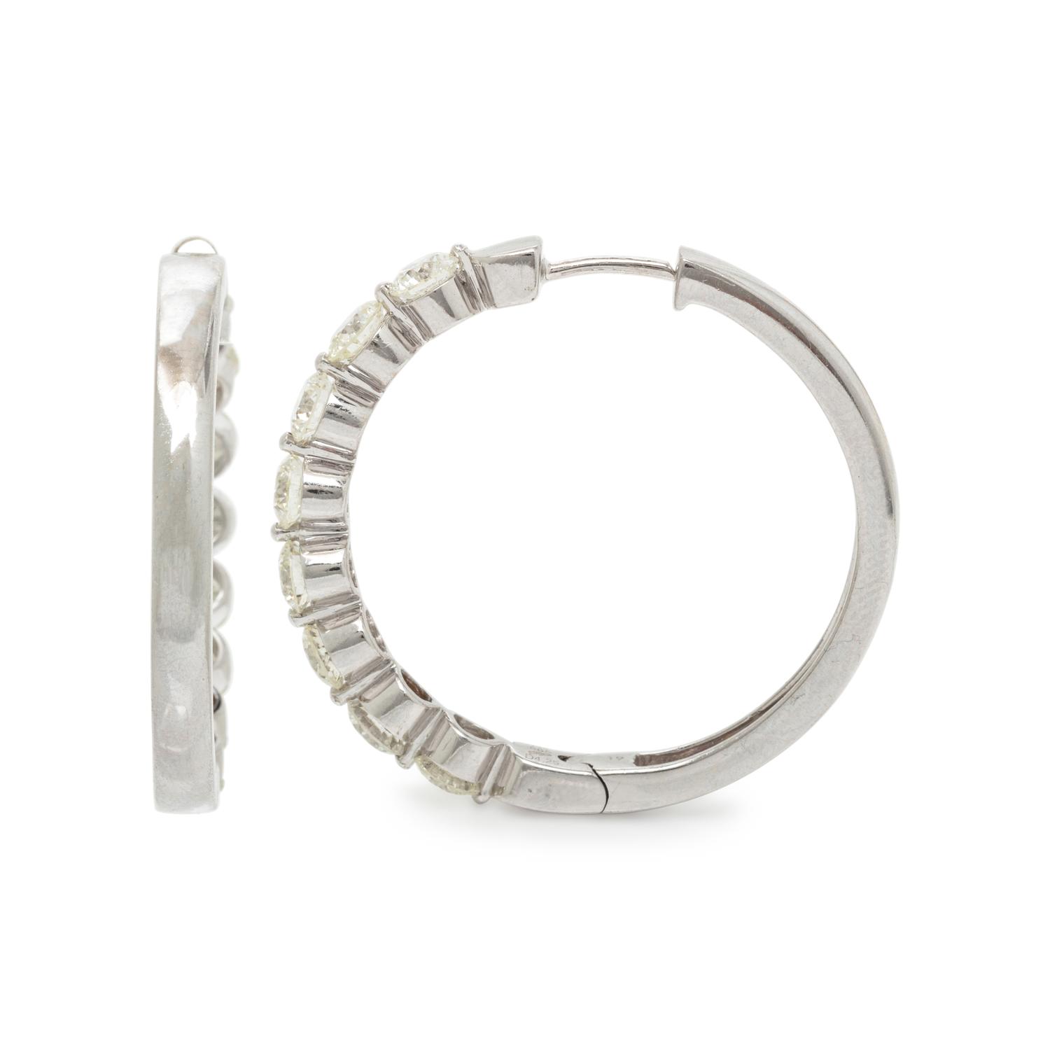 DIAMOND AND WHITE GOLD HOOP EARRINGS