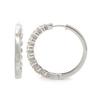 DIAMOND AND WHITE GOLD HOOP EARRINGS