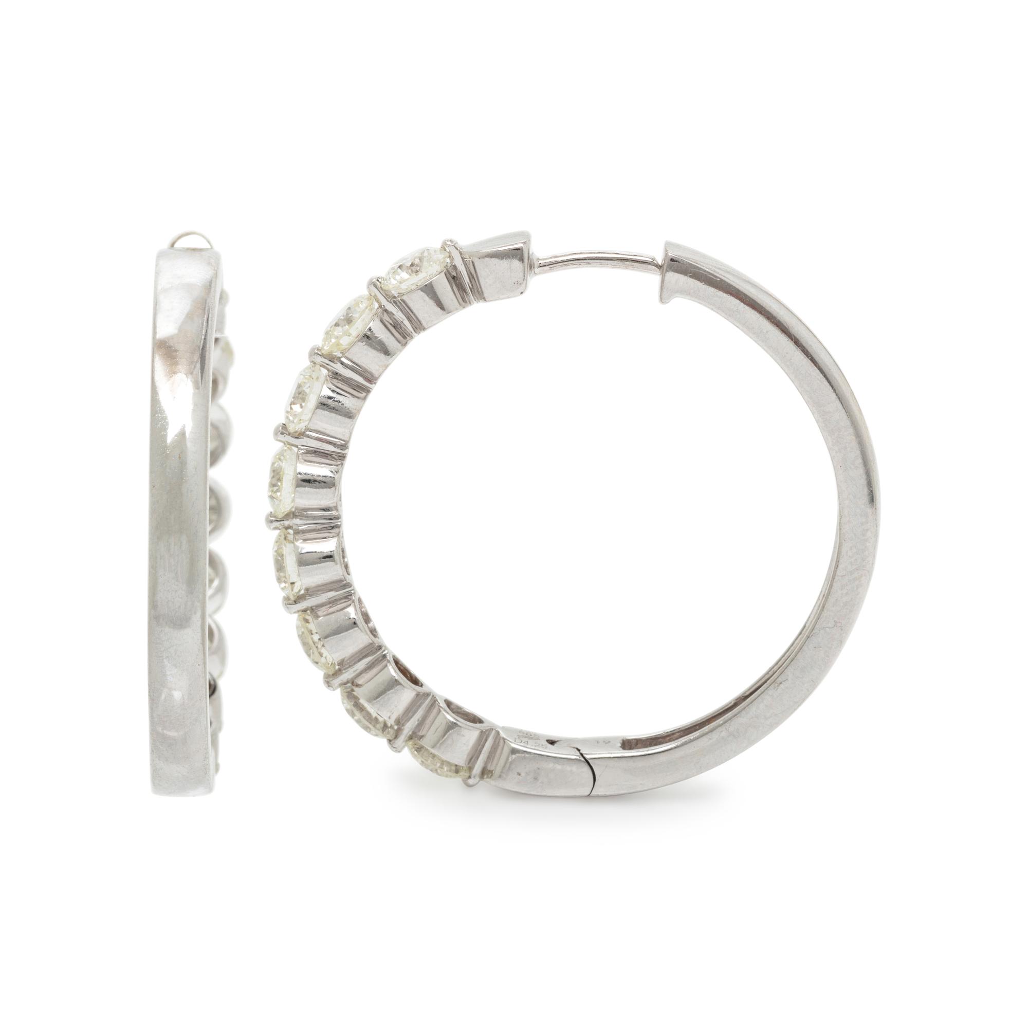 DIAMOND AND WHITE GOLD HOOP EARRINGS