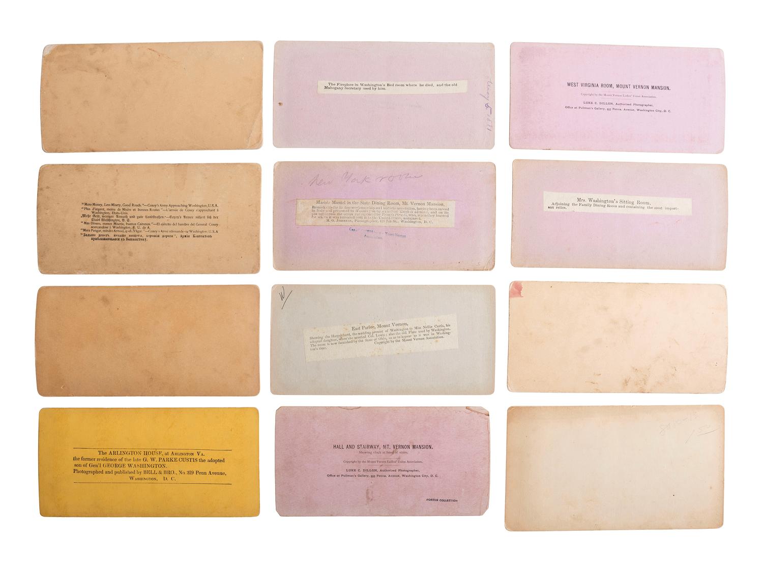 [EARLY PHOTOGRAPHY]. A collection of 19th-early 20th century stereoviews and CDVs, incl. images of Washington, DC, the Smithsonian Institution, politicians and public events.