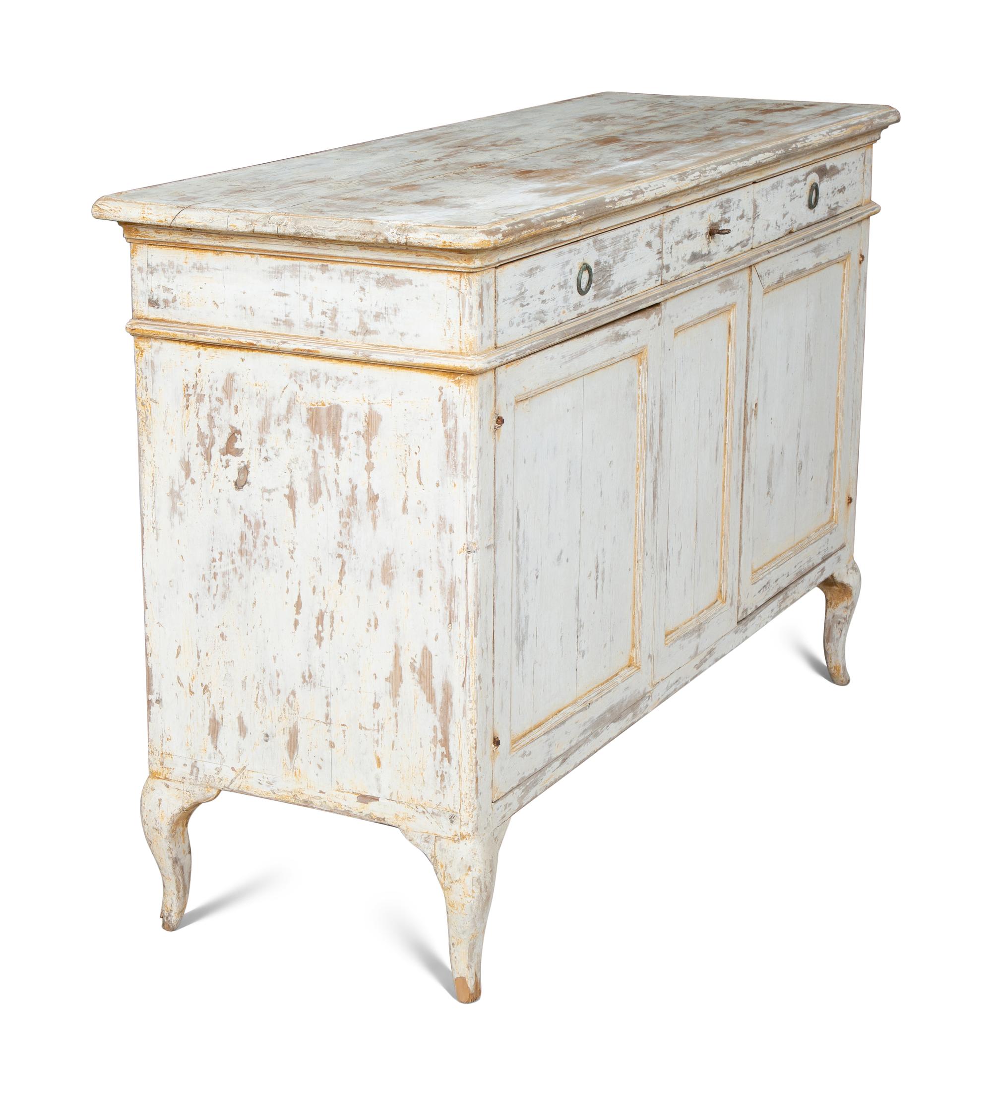 A French Provincial White-Painted Serving Cabinet