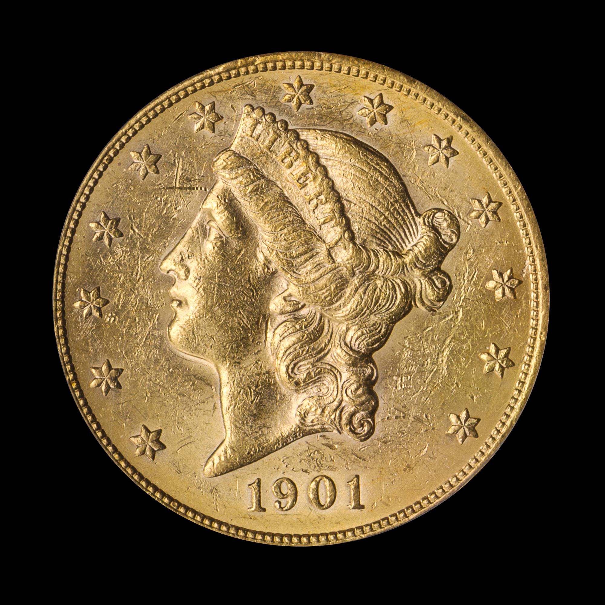 A United States 1901-S Liberty Head $20 Gold Coin