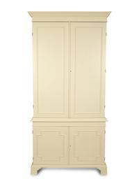 A Pair of Custom Made White Lacquer Four Door Cabinets — 21ST CENTURY