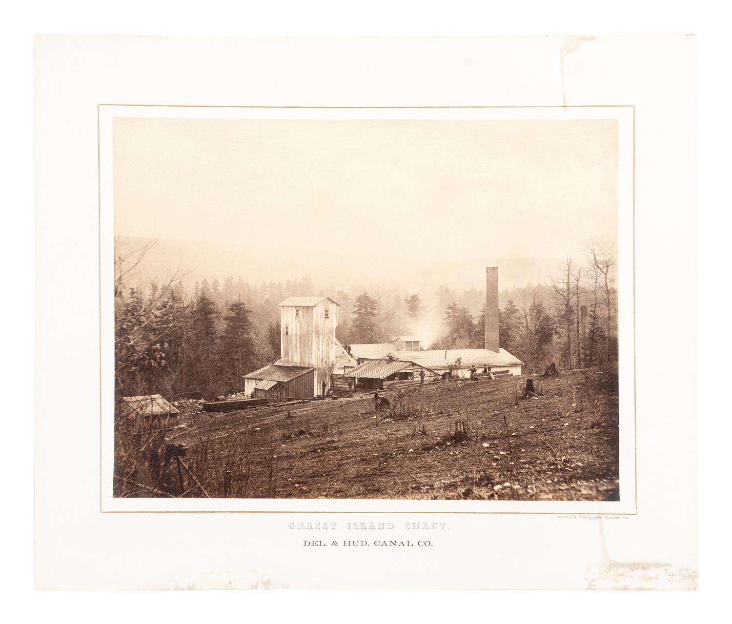 Pennsylvania JOHNSON, Thomas H. (b. 1821), photographer. Grassy Island Shaft. Del. & Hud. Canal Co. Scranton, PA: Ca 1863-1865.