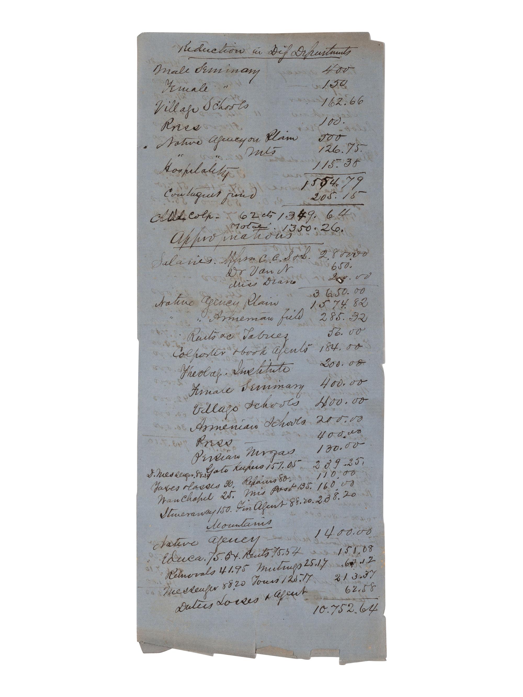 [RELIGION] -- SHEDD, Sarah Dawes (1836-1921). Archive featuring letters written by pioneering missionary Sarah Dawes Shedd while serving in modern-day Turkey, Iraq, and Iran, 1859-1893.