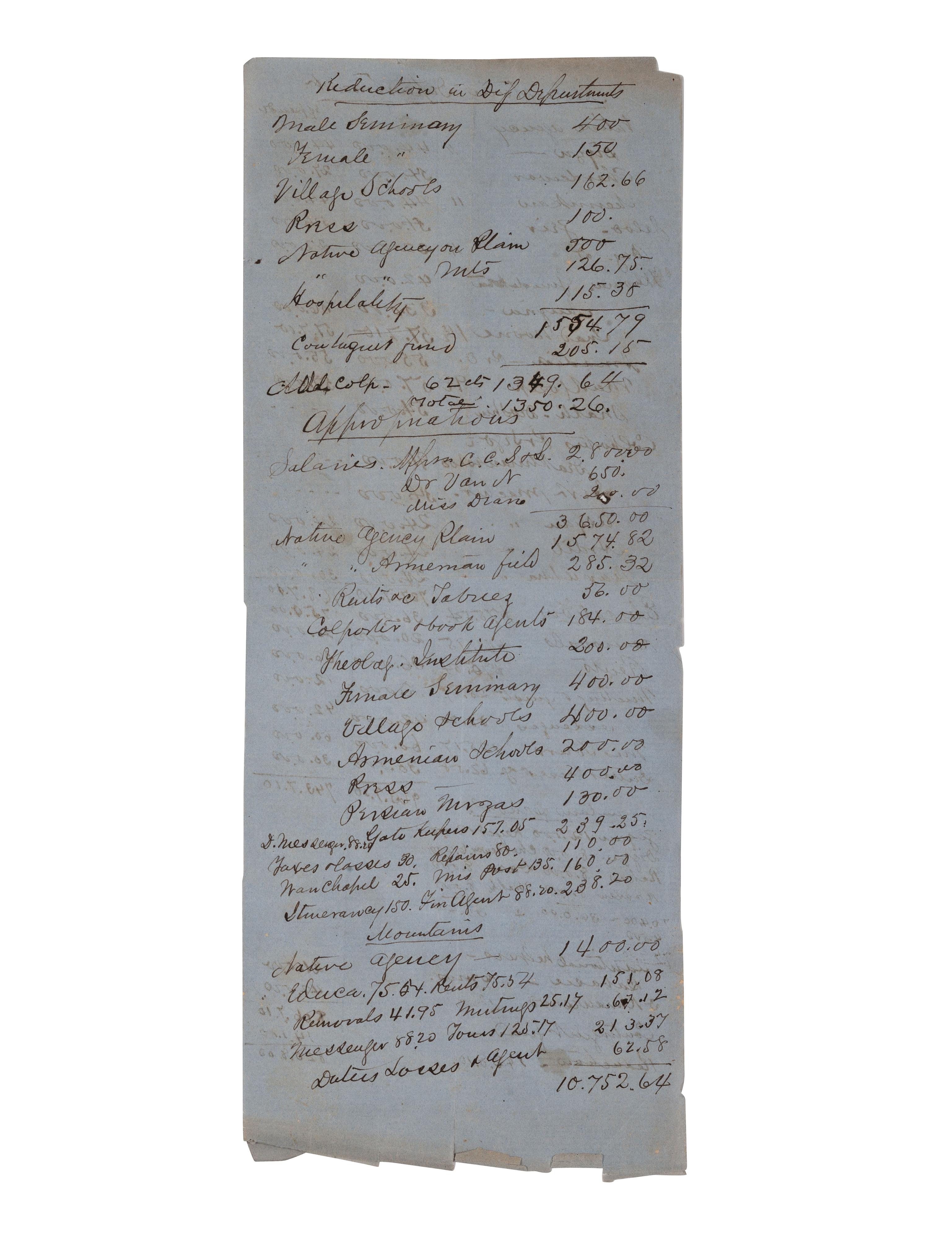 [RELIGION] -- SHEDD, Sarah Dawes (1836-1921). Archive featuring letters written by pioneering missionary Sarah Dawes Shedd while serving in modern-day Turkey, Iraq, and Iran, 1859-1893.