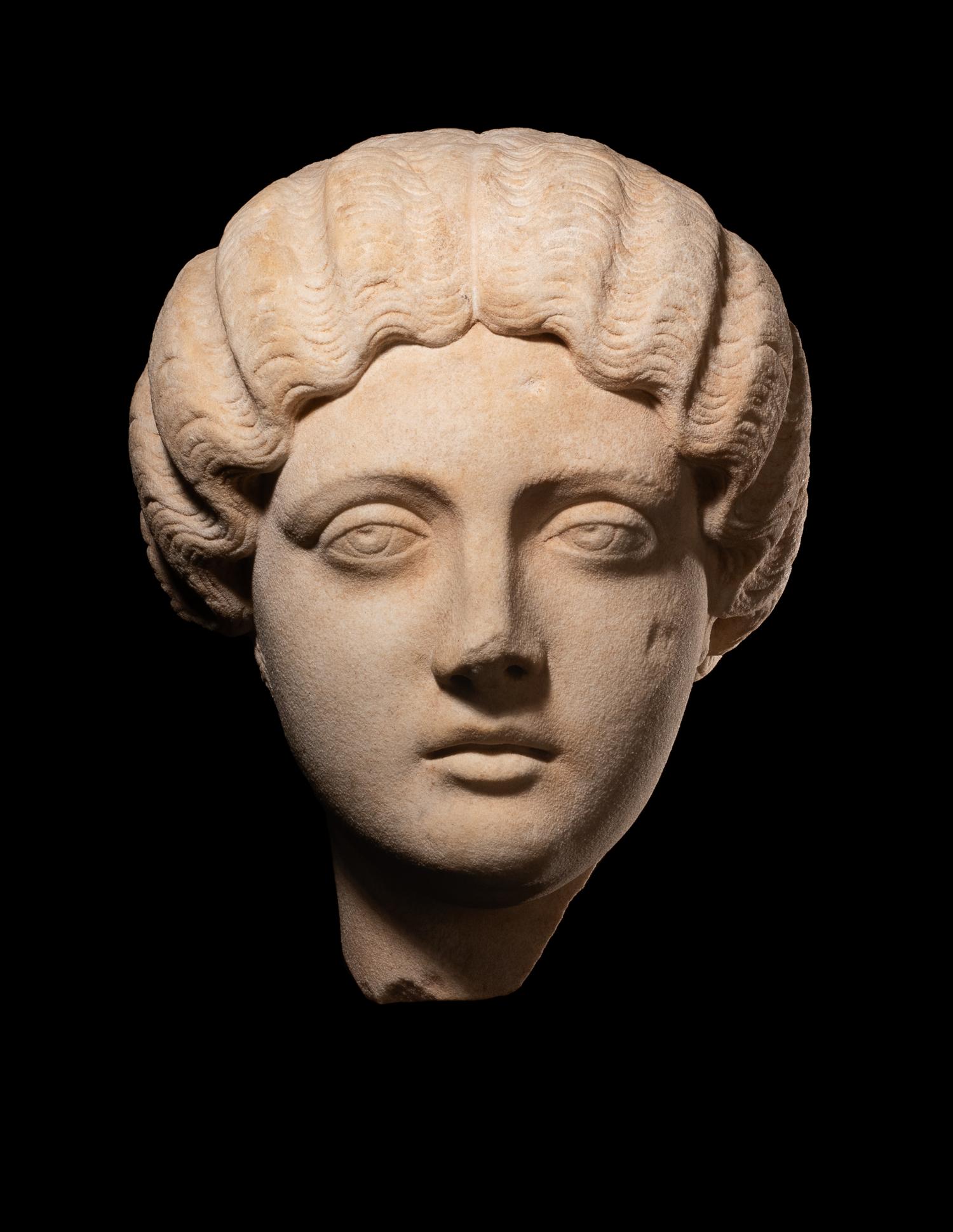 A Roman Marble Portrait Head of the Empress Faustina Minor