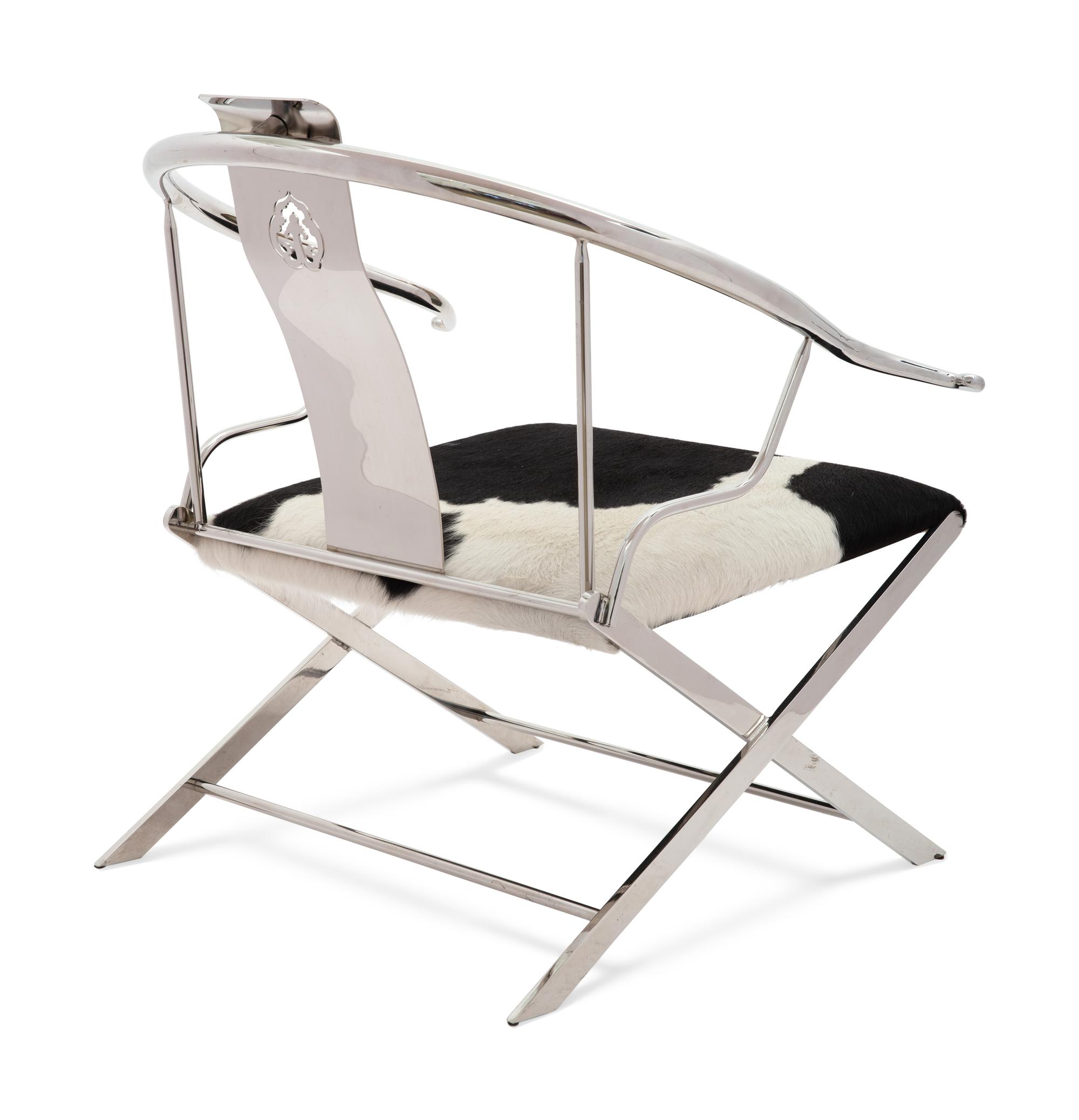 A Polished Chrome and Cowhide Chair
