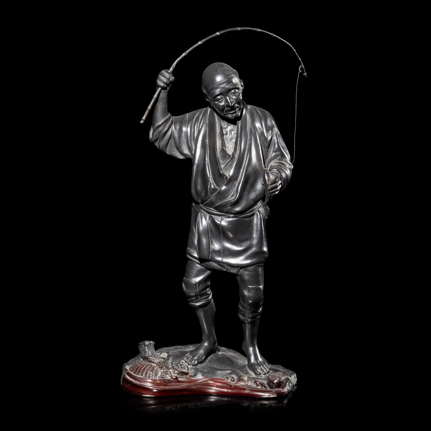 A Japanese Bronze Figure of a Fisherman by Seiko, Meiji/Taisho Period