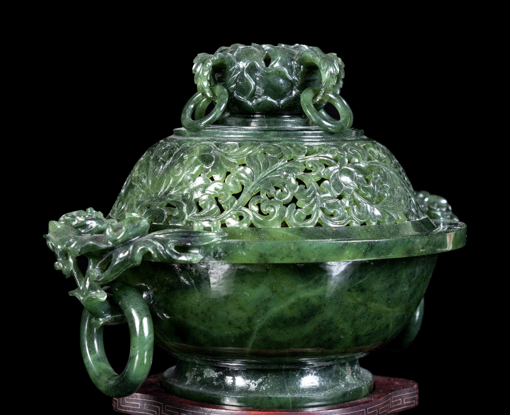 Four Spinach Jade Vessels