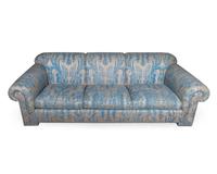 A Contemporary Fortuny Cotton Upholstered Three-Seat Sofa — 20TH CENTURY