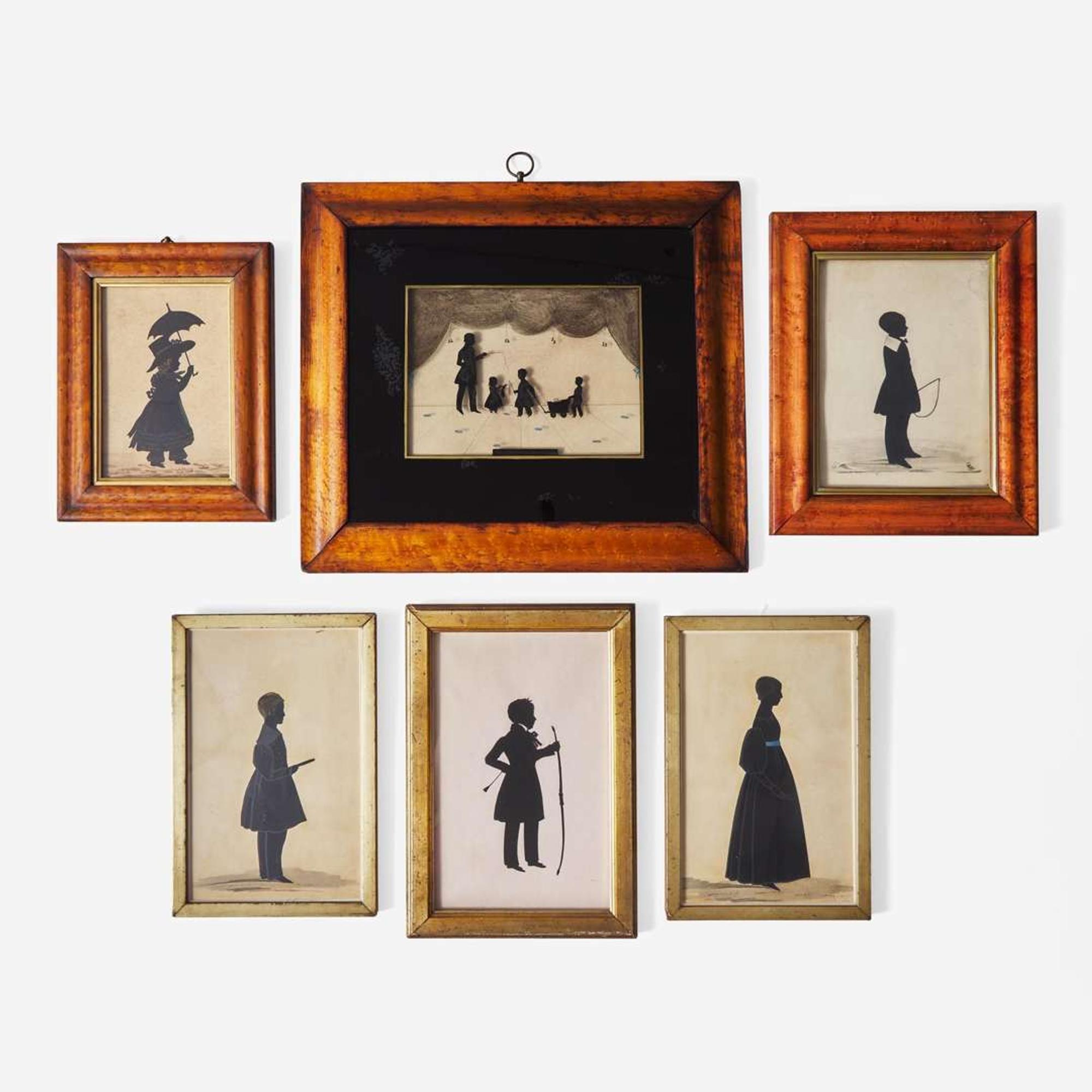 A group of six framed full-length silhouettes of children, Master William James Hubard (1808-1862)