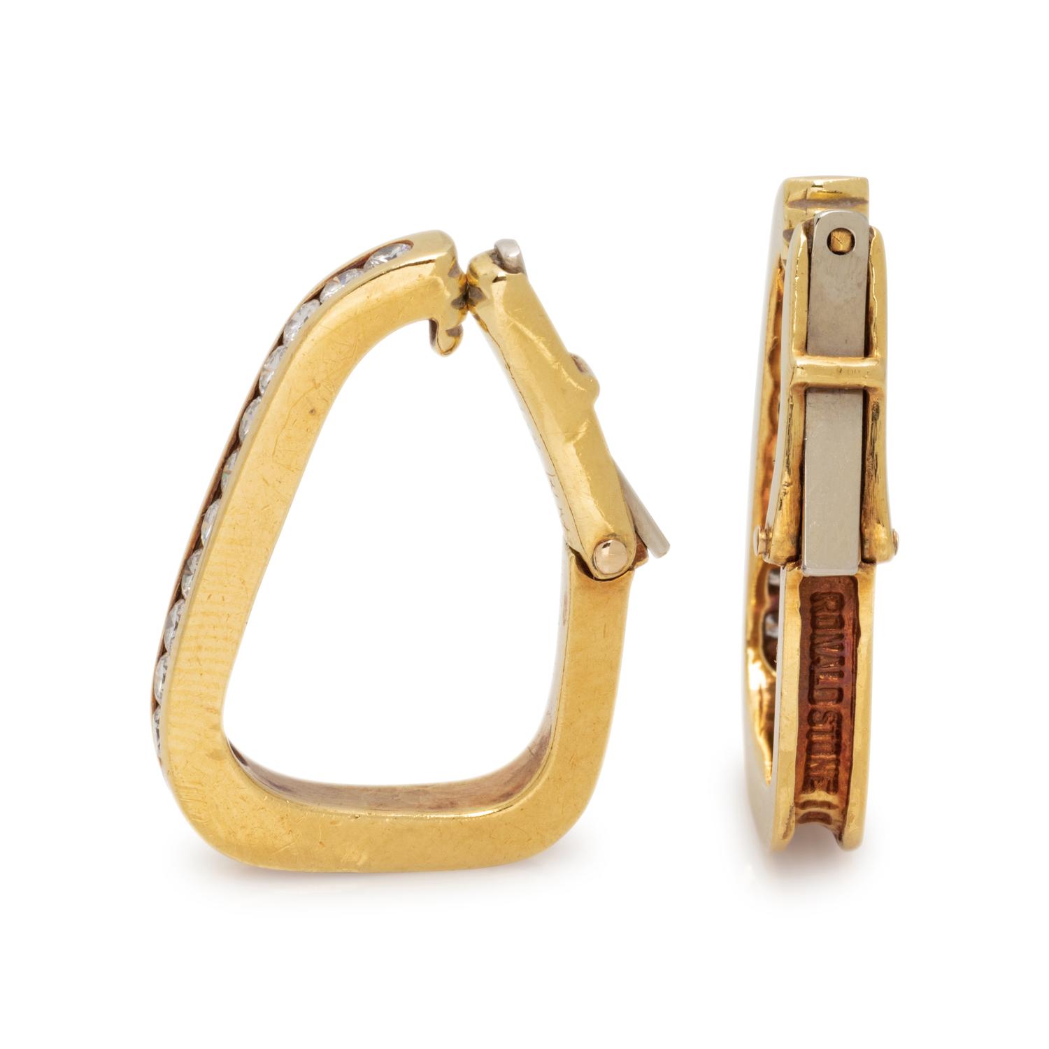 YELLOW GOLD AND DIAMOND HOOP EARCLIPS
