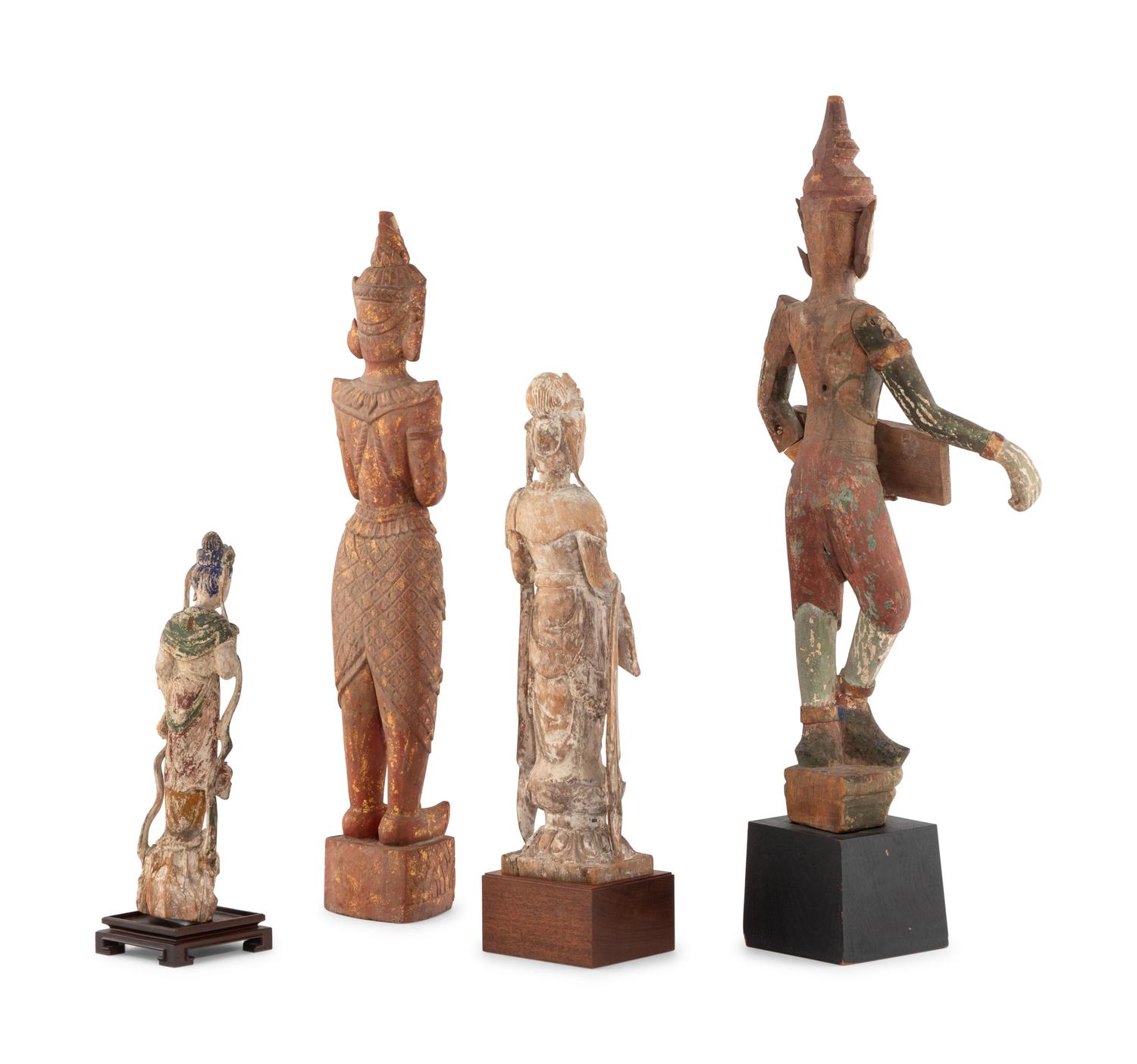 A Group of Four Asian Carved Decorative Articles