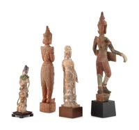 A Group of Four Asian Carved Decorative Articles