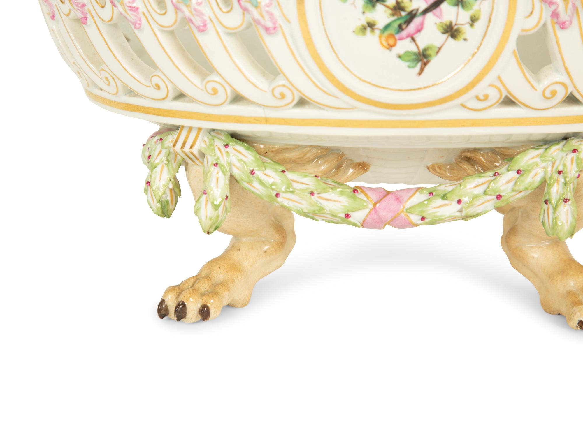 A Meissen Porcelain Footed Center Basket — 19th Century