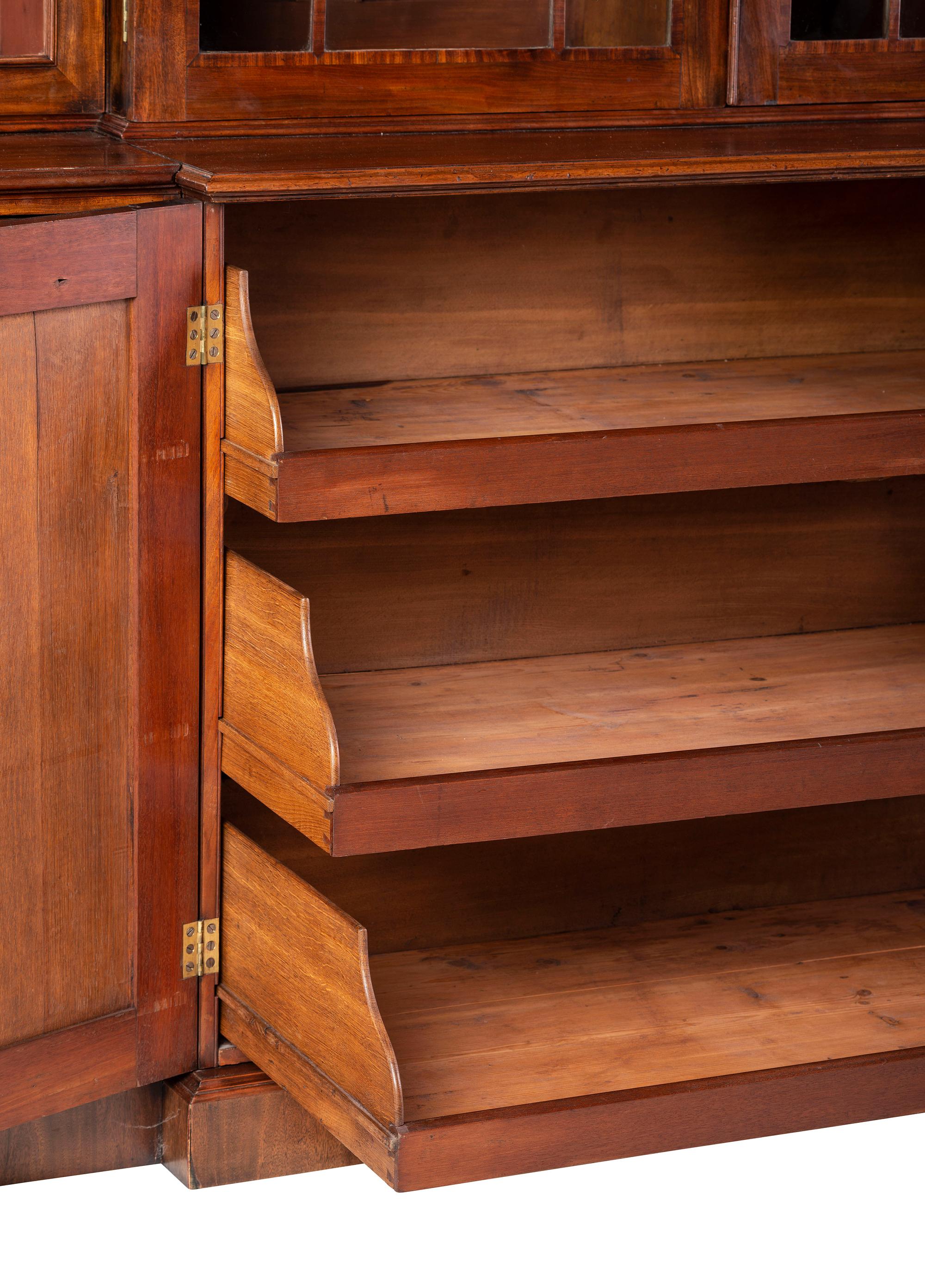 An English Mahogany Breakfront Bookcase