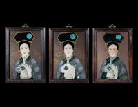 Three Chinese Reverse Glass Paintings