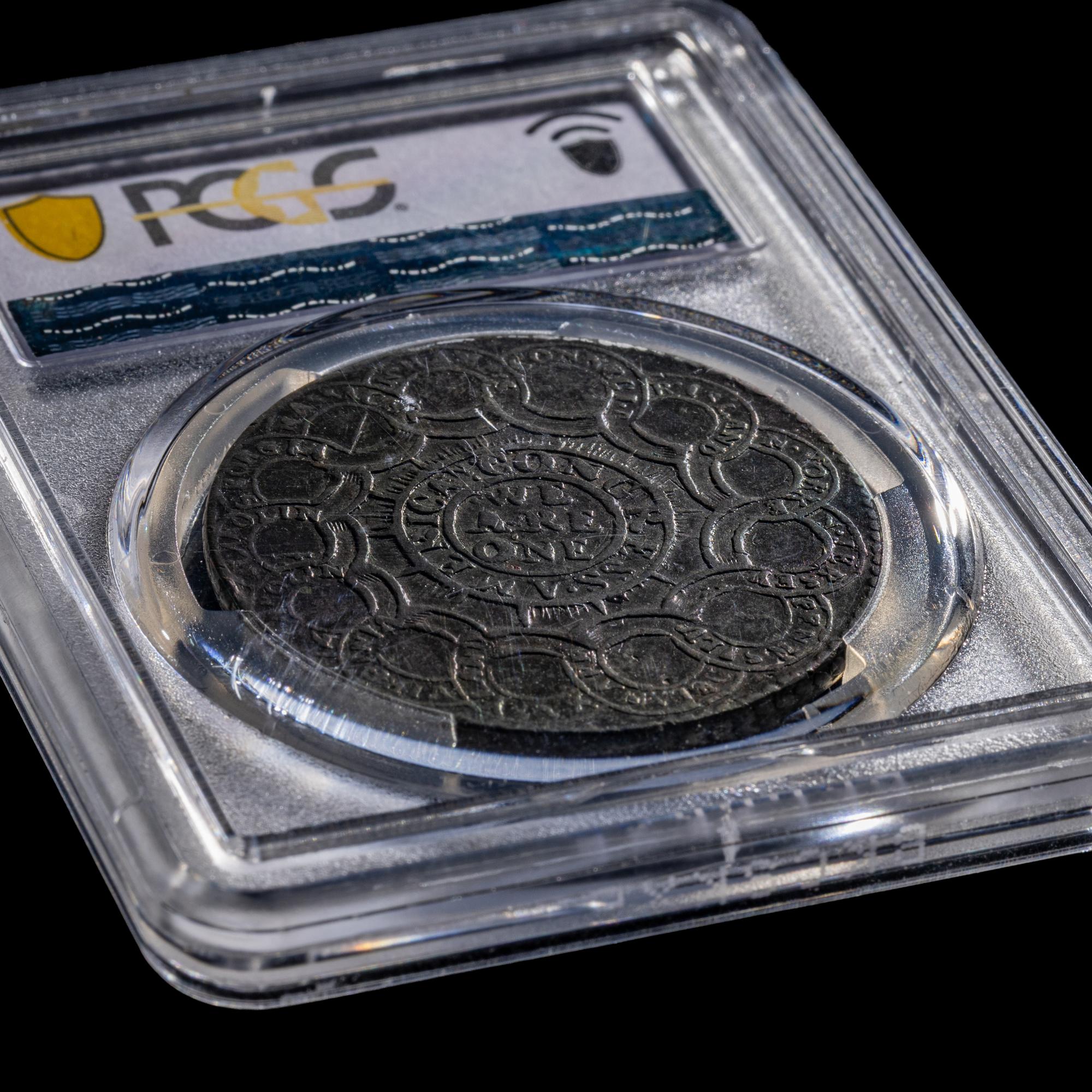 A 1776 Continental Currency Pewter ' Currency' $1 Coin [PCGS XF45; CAC Green Sticker]