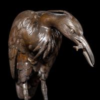 A Japanese Bronze Figure of an Egret, 20th Century