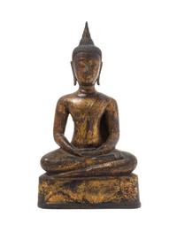 A Thai Bronze Figure of Buddha LIKELY AYUTTHAYA PERIOD Height 11 1/2 inches. — LIKELY AYUTTHAYA PERIOD