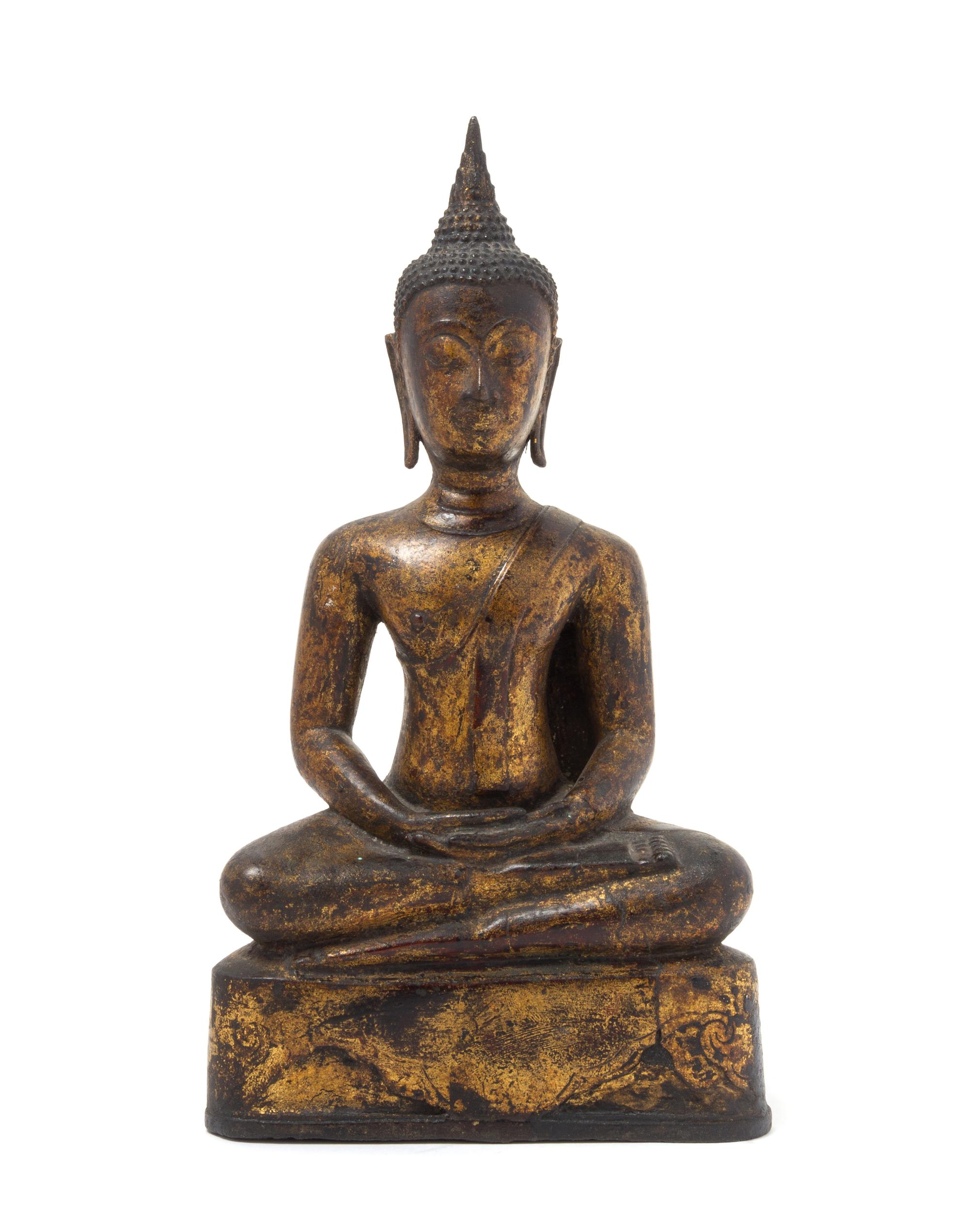 A Thai Bronze Figure of Buddha LIKELY AYUTTHAYA PERIOD Height 11 1/2 inches. — LIKELY AYUTTHAYA PERIOD