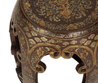 A Chinese Gilt and Black Lacquered Wood Garden Seat