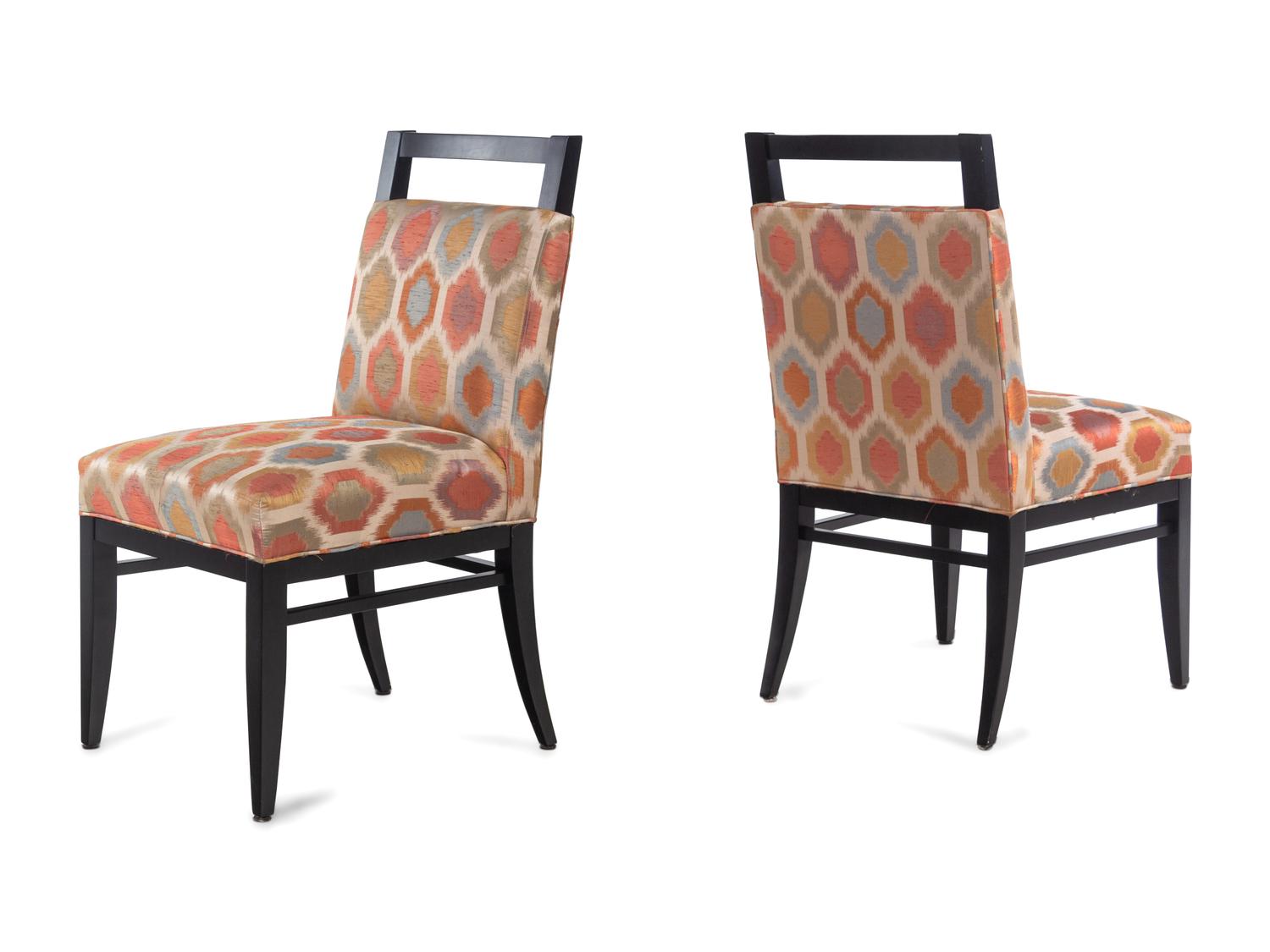 A Set of Four Designmaster Dining Chairs with Silk Upholstery