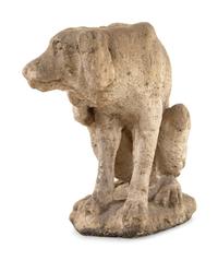 A Limestone Figure of a Seated Dog