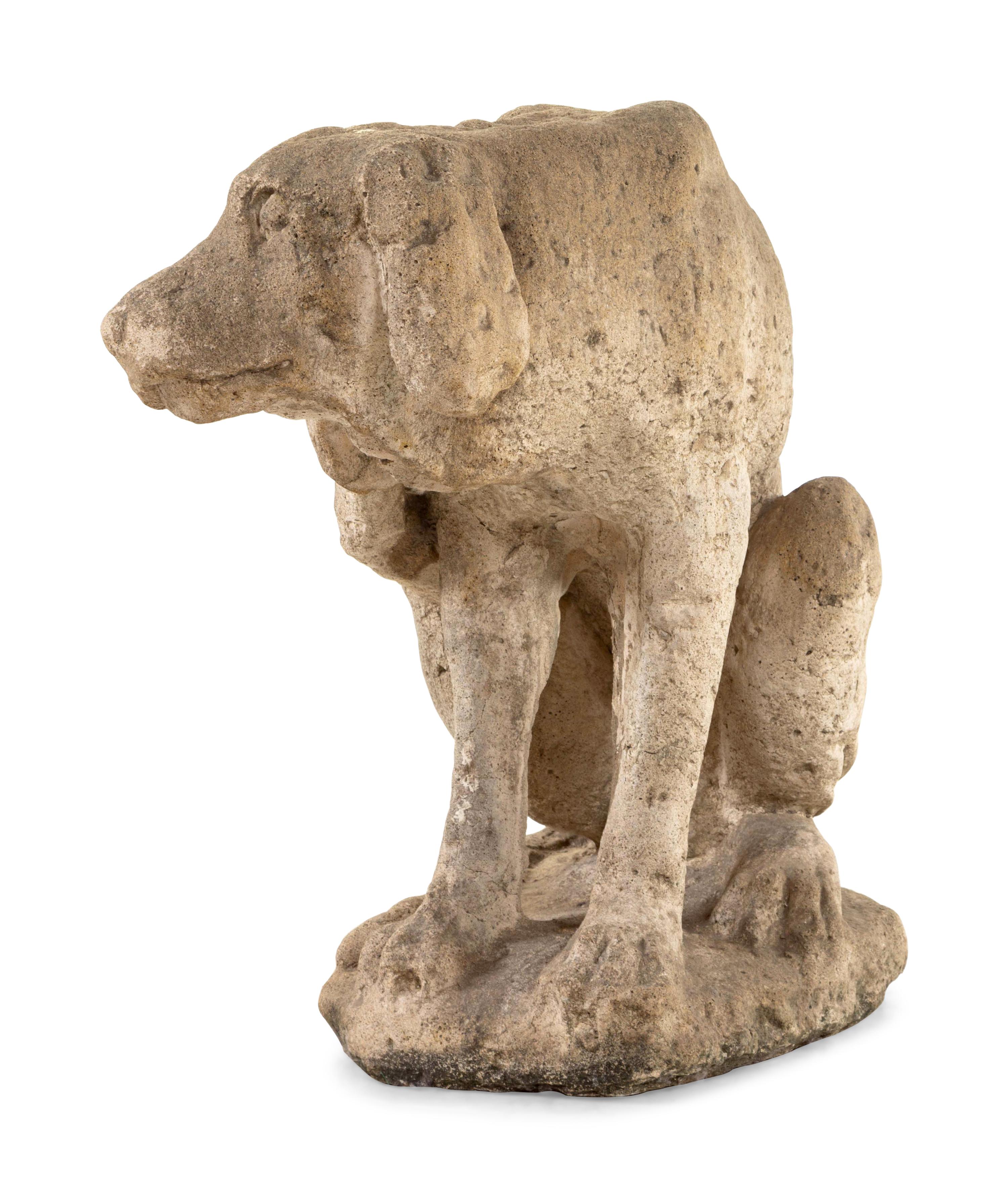 A Limestone Figure of a Seated Dog