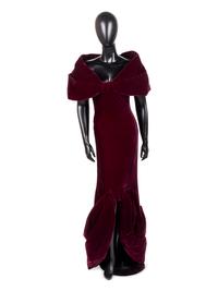 Scaasi Soft Sculpted Velvet Evening Dress, 1980s