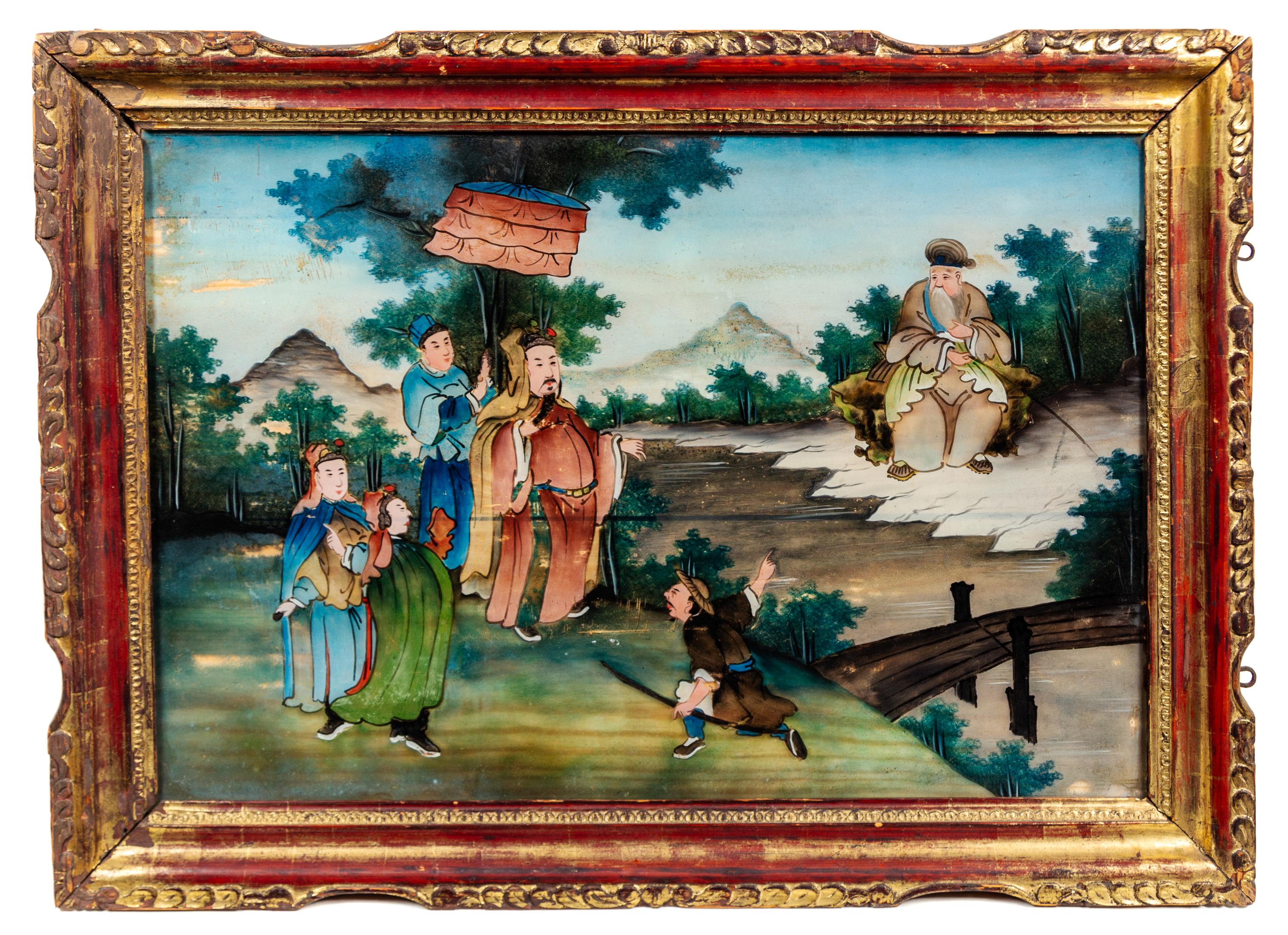 A Chinese Reverse Glass Painting 15 3/4 x 23 3/4 inches. — LATE 19TH/EARLY 20TH CENTURY