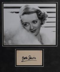 (Celebrity) DAVIS, Bette (1908-1989). One autographed index car and and two vintage photographs