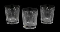 A Set of Ten Lalique Molded and Frosted Glass Whiskey Tumblers Height 4 inches. — 20TH CENTURY