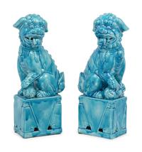 A Pair of Chinese Porcelain Temple Guardian Figures