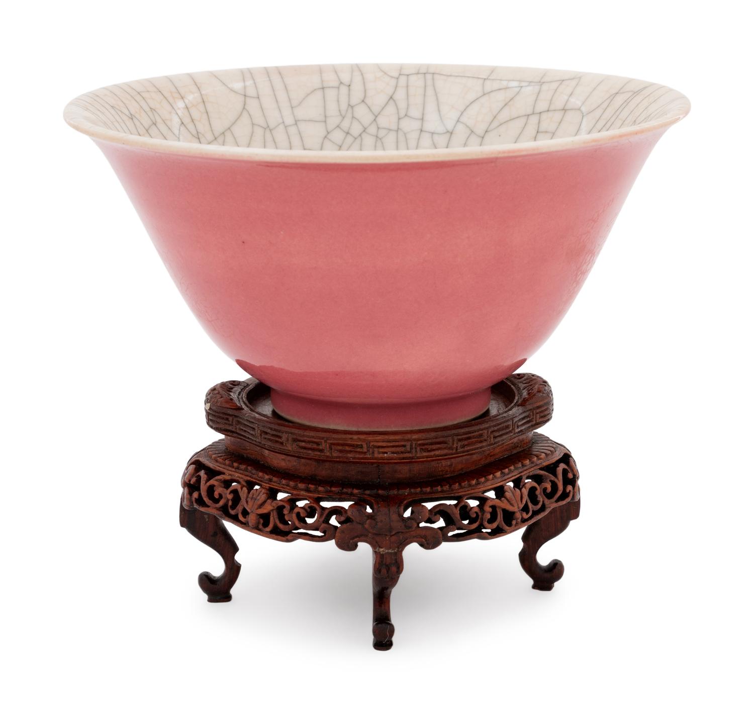 A Chinese Pink and Crackle Glazed Porcelain Bowl