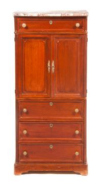 A Louis Philippe Style Walnut Chiffonier, Height 44 1/2 x width 20 x depth 16 inches.