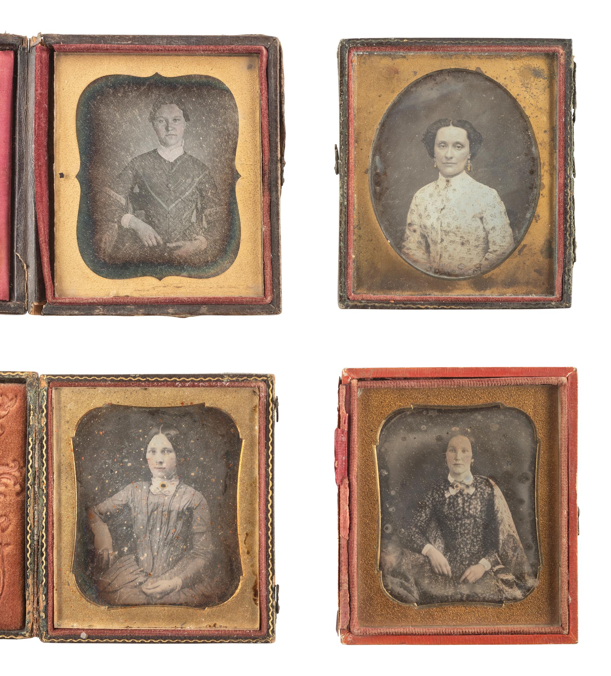 [EARLY PHOTOGRAPHY]. 32 sixth plate daguerreotype portraits of young to middle-aged women.