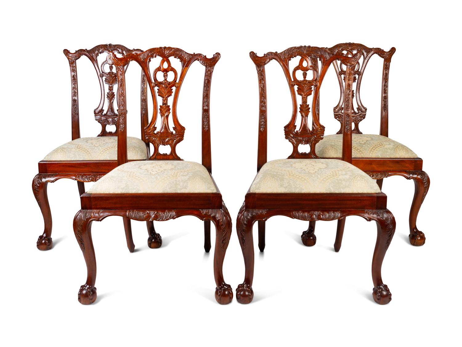 A Set of Four George III Style Mahogany Dining Chairs
