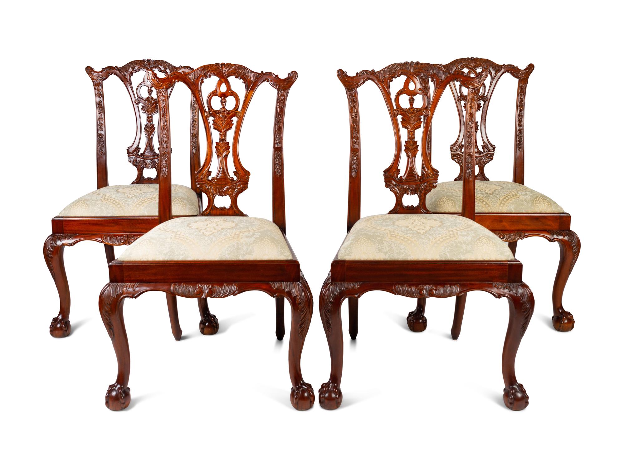 A Set of Four George III Style Mahogany Dining Chairs
