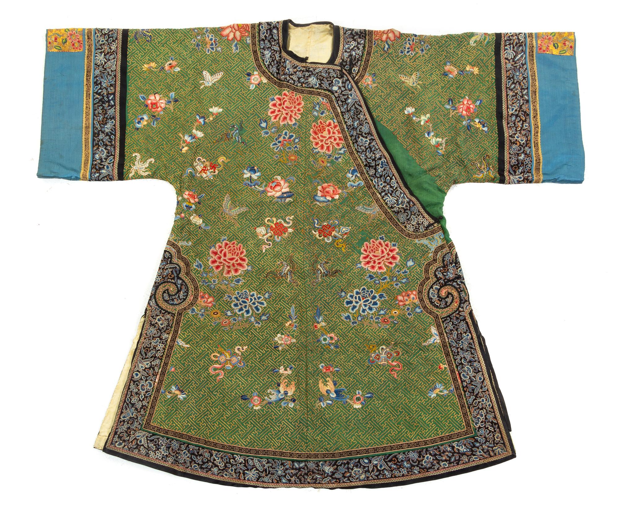 A Green Ground Embroidered Silk Lady’s Semi-Formal Robe